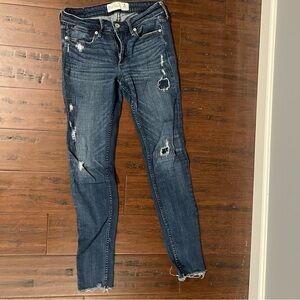 Abercrombie & Fitch Blue Skinny Jeans with Distressed Details